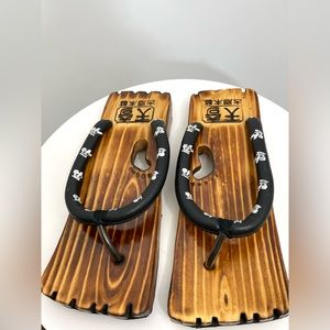 Asian Women /Men Geta Wooden Sandal Clogs Flip Flops